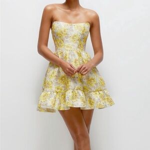 Dessy Collection Golden Yellow Mini Dress 00 petite